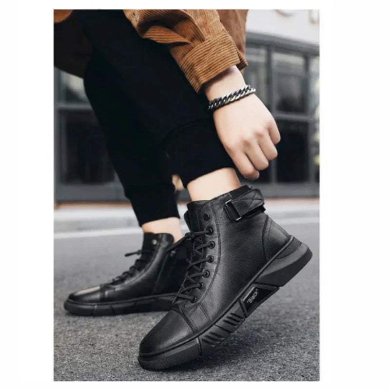Sneaker-Stiefel – Schwarz – Reißverschluss – Hohe Sneakers – Herrenschuhe-Chaps Herrenmode