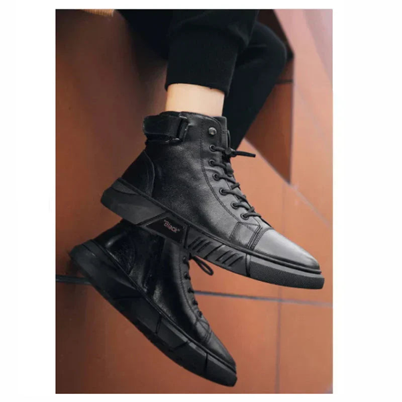 Sneaker-Stiefel – Schwarz – Reißverschluss – Hohe Sneakers – Herrenschuhe-Chaps Herrenmode