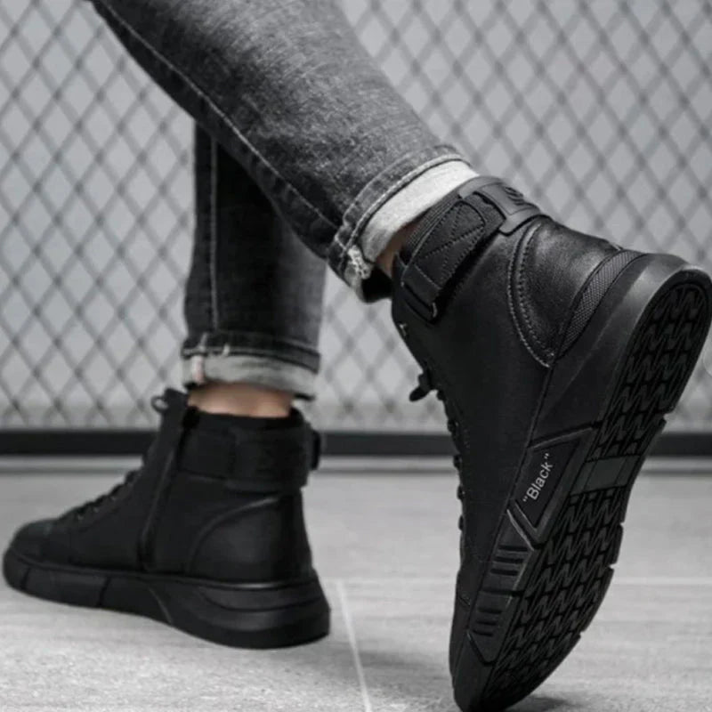 Sneaker-Stiefel – Schwarz – Reißverschluss – Hohe Sneakers – Herrenschuhe-Chaps Herrenmode