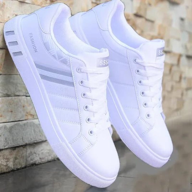 Sneakers | Schnürschuhe | Rutschfeste Schuhe | Wanderschuhe | Herrenschuhe-Weiß-Grau-39-Chaps Herrenmode