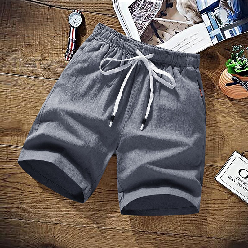 Sommer-Short - Herren-Shorts mit elastischer Taille und Kordelzug für den Strand-Grau-M-Chaps Herrenmode
