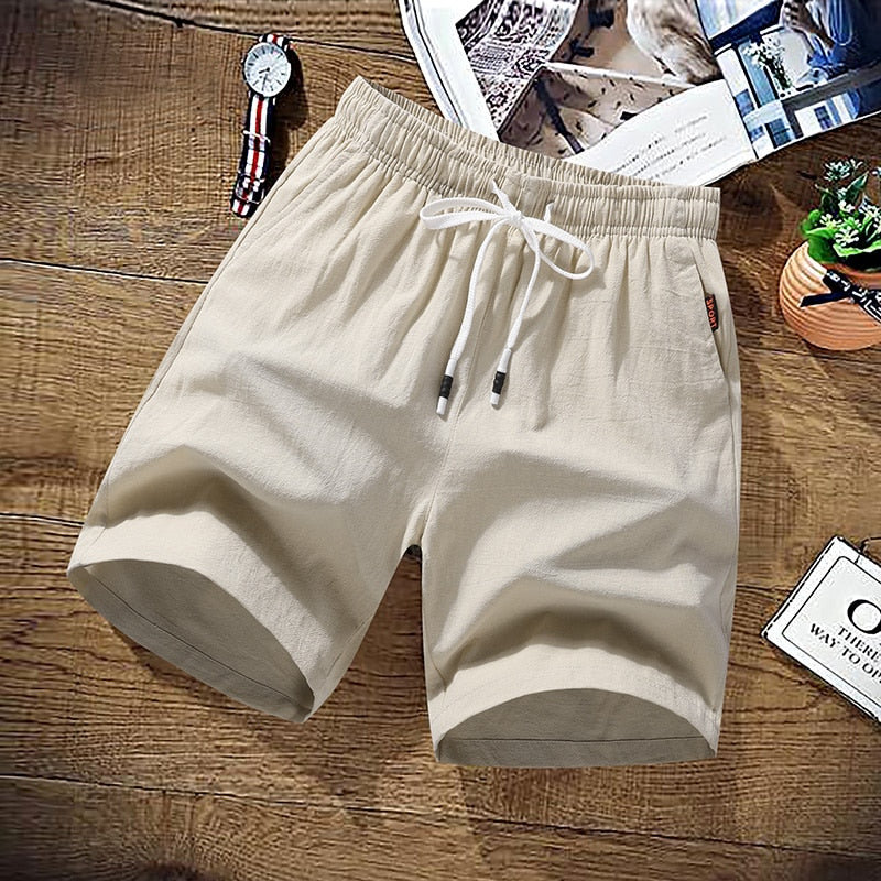 Sommer-Short - Herren-Shorts mit elastischer Taille und Kordelzug für den Strand-Khaki-M-Chaps Herrenmode