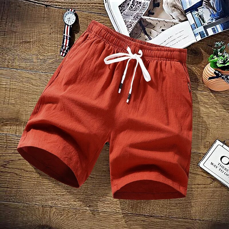 Sommer-Short - Herren-Shorts mit elastischer Taille und Kordelzug für den Strand-Rot-M-Chaps Herrenmode