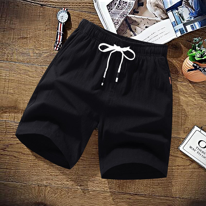 Sommer-Short - Herren-Shorts mit elastischer Taille und Kordelzug für den Strand-Schwarz-M-Chaps Herrenmode