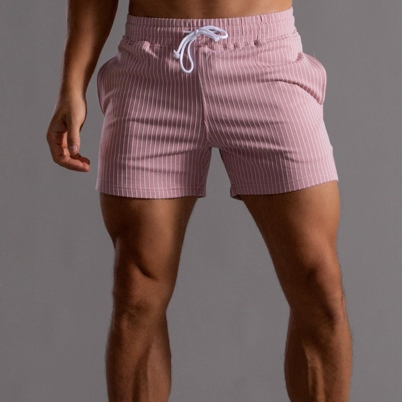 Sommer Shorts - Gestreift - Elastische Taille - Kordelzug Shorts - Herren Shorts-Rosa-XS-Chaps Herrenmode