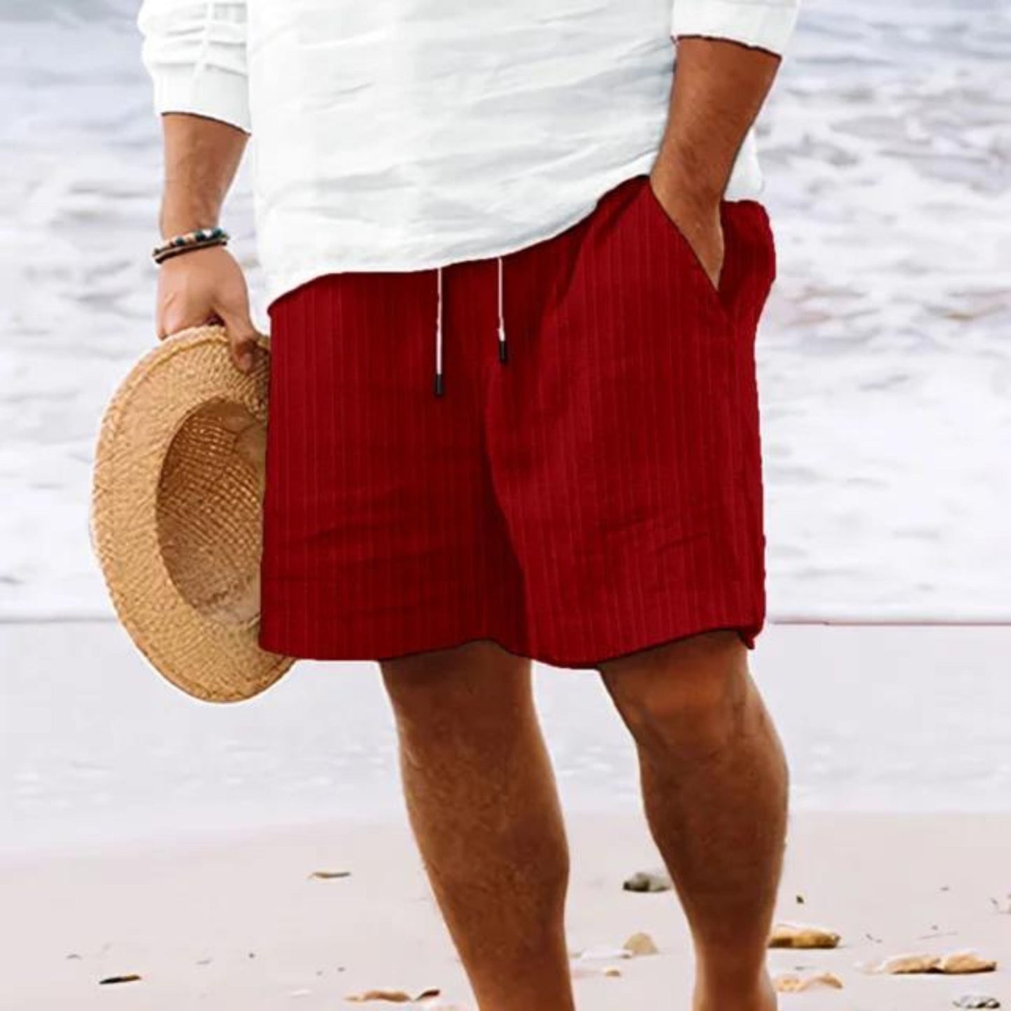 Sommer Shorts | Loose Fit | Lightweight | Casual Shorts | Herren Shorts-Rot-XS-Chaps Herrenmode