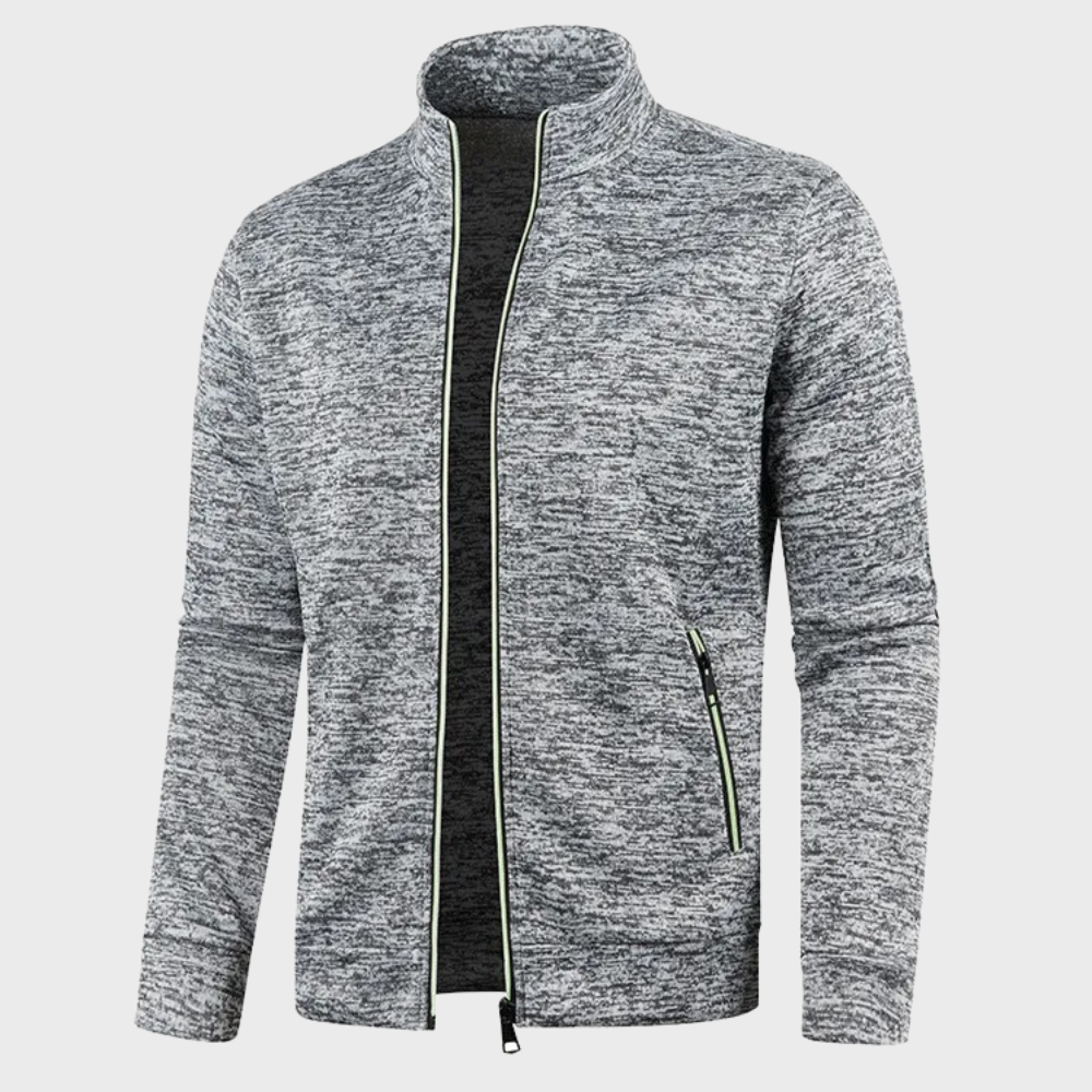 Sommer Strickjacke | Lässig | Reißverschlusstaschen | Sweatshirt mit Reißverschluss | Herrenjacke-Hellgrau-M-Chaps Herrenmode