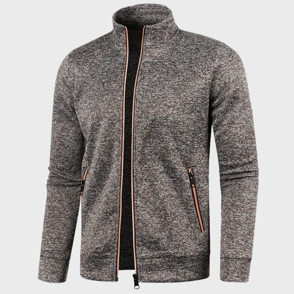 Sommer Strickjacke | Lässig | Reißverschlusstaschen | Sweatshirt mit Reißverschluss | Herrenjacke-Kaffee-M-Chaps Herrenmode
