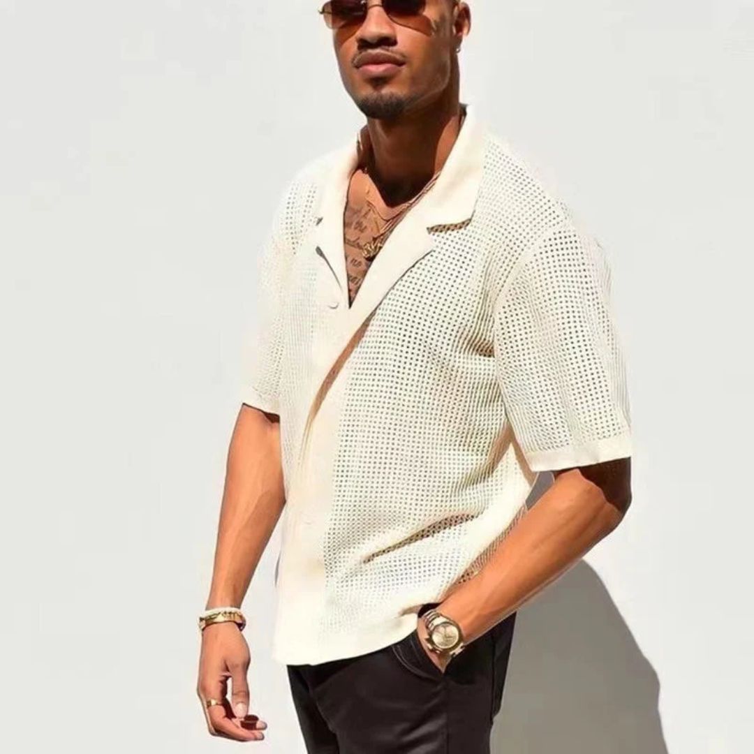 Sommerhemd | Atmungsaktiv | Mit Knöpfen zu schließen | Kurzarmhemd | Herrenhemden-Chaps Herrenmode