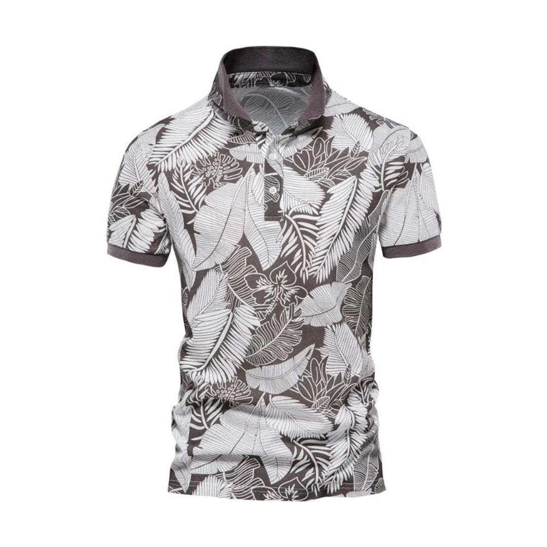 Sommerhemd – Herren-Polo-T-Shirt mit kurzen Ärmeln, Kragen und Aufdruck-Grau-S-Chaps Herrenmode