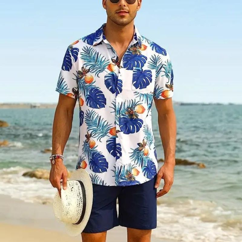Sommerhemd - Kurzarm - Button-Up - Hawaiihemd - Herrenhemden-Chaps Herrenmode