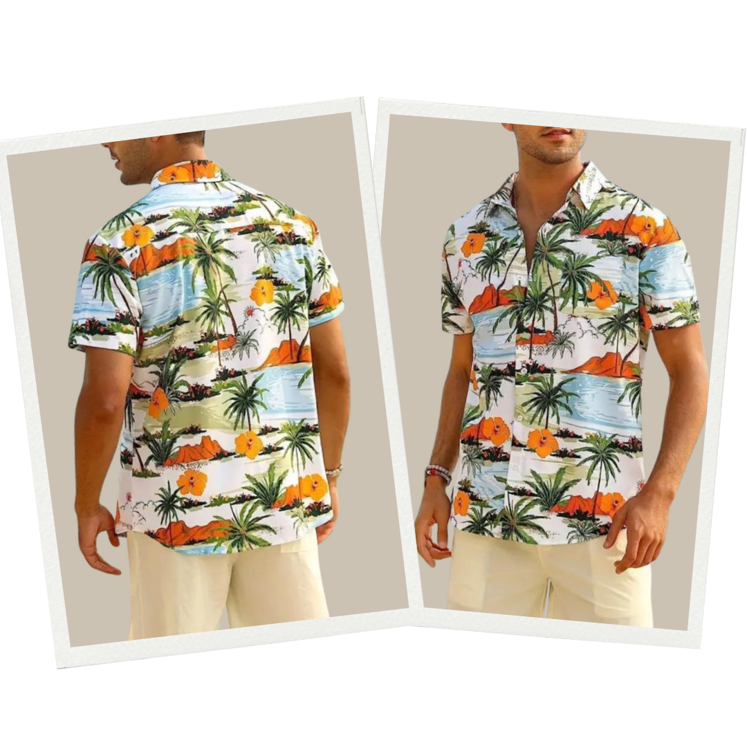 Sommerhemd - Kurzarm - Button-Up - Hawaiihemd - Herrenhemden-Chaps Herrenmode