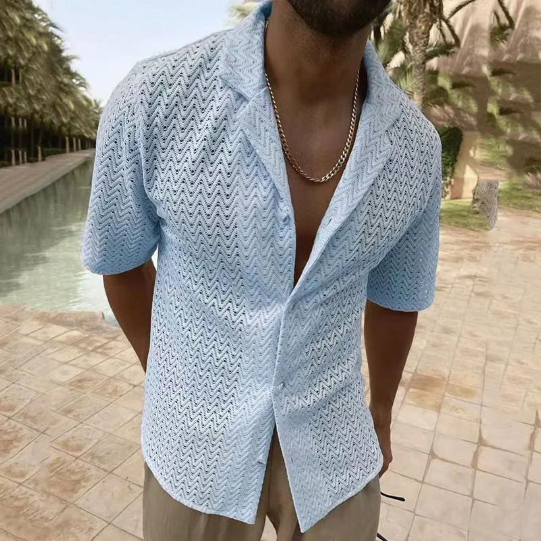 Sommerhemd | Leichtgewicht | Polo | Kurzarmhemd | Herrenhemden-Hellblau-S-Chaps Herrenmode