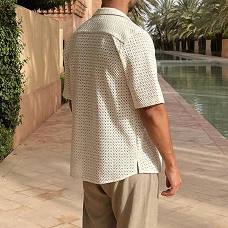 Sommerhemd – mit Knöpfen – leicht – kurzärmliges Hemd – Herrenhemden-Chaps Herrenmode
