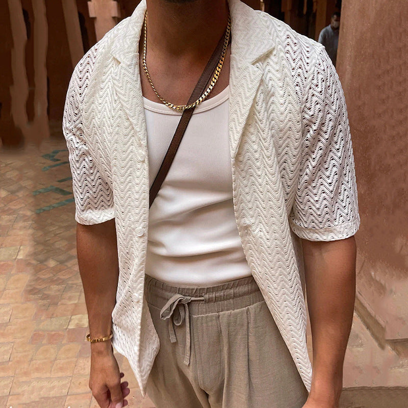 Sommerhemd – mit Knöpfen – leicht – kurzärmliges Hemd – Herrenhemden-Chaps Herrenmode