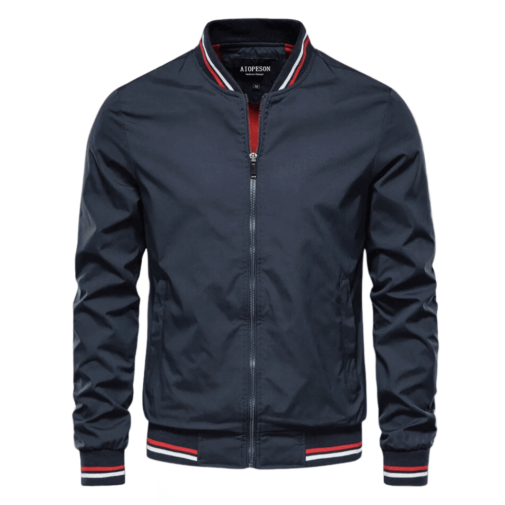 Sommerjacke – Nylon – Reißverschluss – Bomberjacke – Herrenjacke-Marineblau-S/44-Chaps Herrenmode