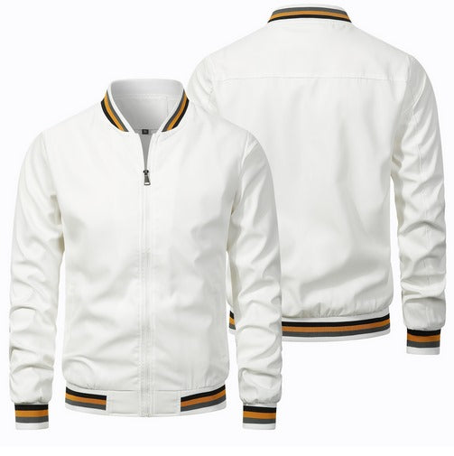 Sommerjacke – Nylon – Reißverschluss – Bomberjacke – Herrenjacke-Weiß-S/44-Chaps Herrenmode