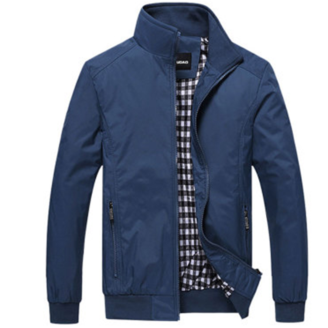 Sommerjacke – Winddichte Harrington-Jacke mit Reißverschluss für Herren-Blau-M-Chaps Herrenmode