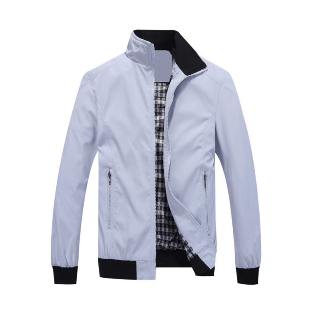 Sommerjacke – Winddichte Harrington-Jacke mit Reißverschluss für Herren-Hellgrau-M-Chaps Herrenmode