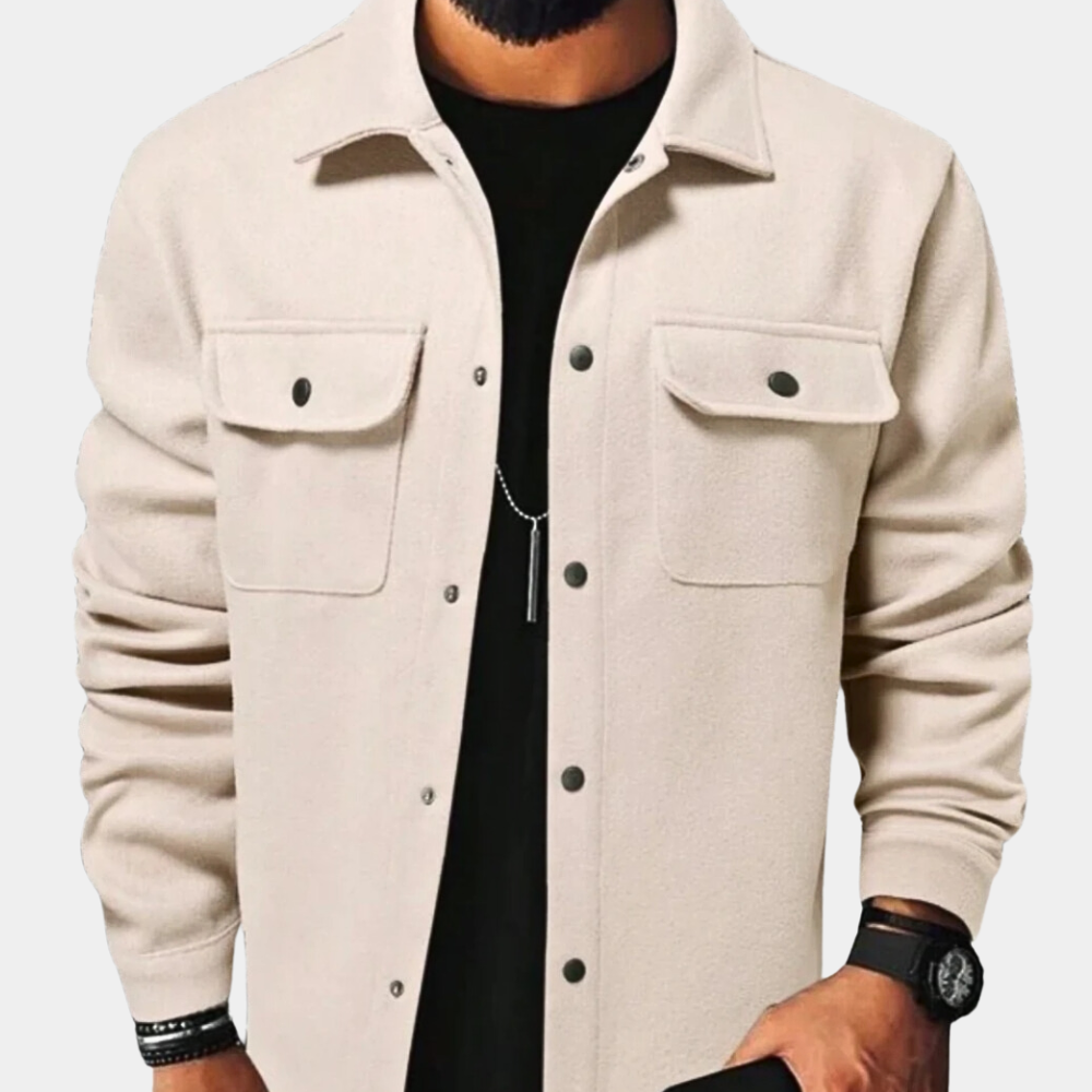 Sommerjacke | Zugeknöpft | Brusttaschen | Überhemd | Herrenjacken-Aprikose-S-Chaps Herrenmode