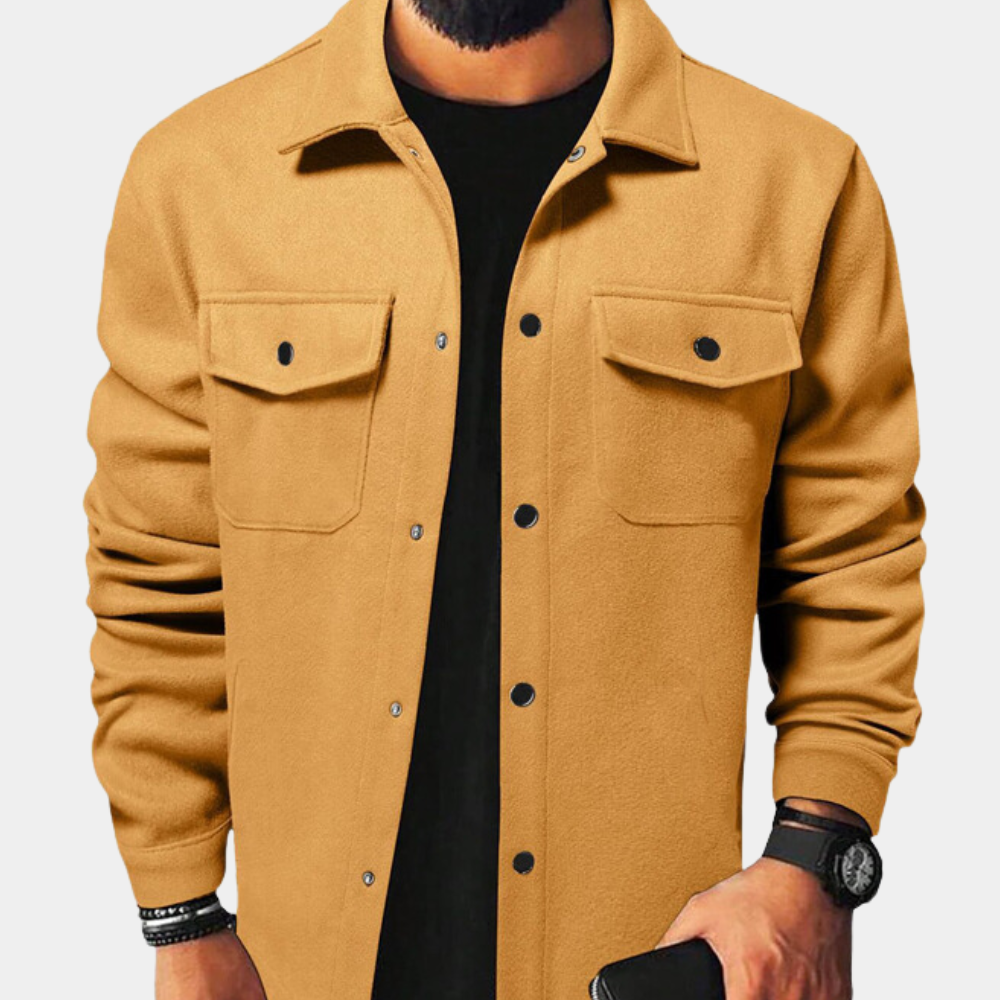 Sommerjacke | Zugeknöpft | Brusttaschen | Überhemd | Herrenjacken-Khaki-S-Chaps Herrenmode