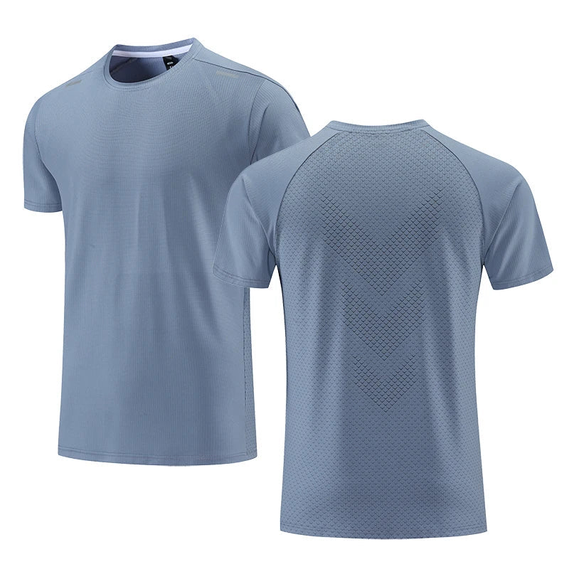 Sport-T-Shirt – atmungsaktives, schnell trocknendes Kurzarm-Fitness-T-Shirt für Herren-Blau-M-Chaps Herrenmode
