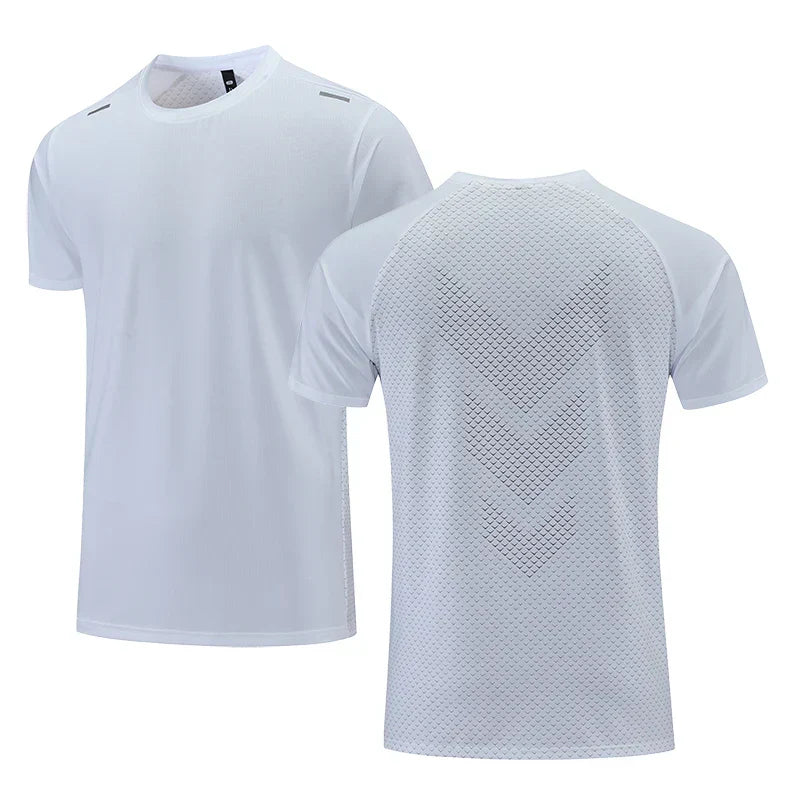 Sport-T-Shirt – atmungsaktives, schnell trocknendes Kurzarm-Fitness-T-Shirt für Herren-Weiß-M-Chaps Herrenmode