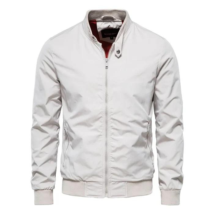 Sportlich Stylische Sommer Bomberjacke für Männer-Weiß-S-Chaps Herrenmode