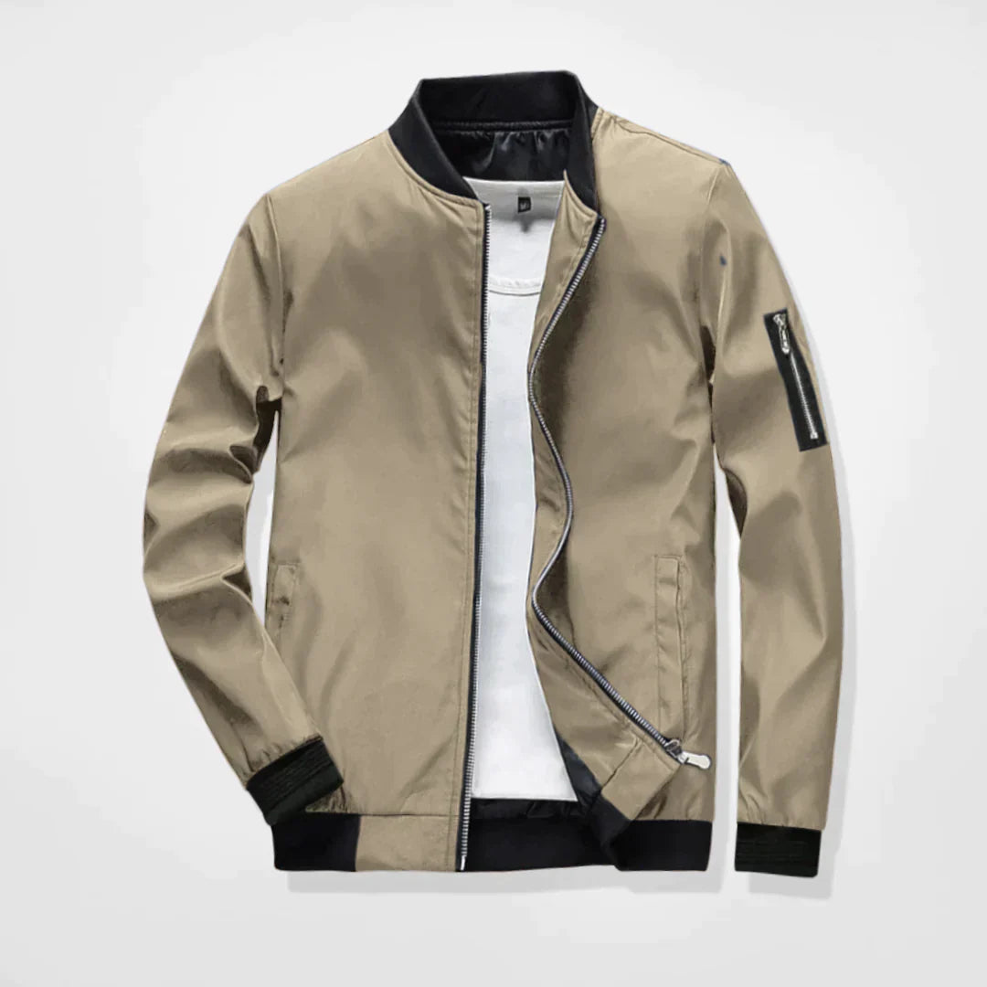 Spring Jacket - Leichte Bomberjacke mit Reißverschluss für Herren-Khaki-M-Chaps Herrenmode