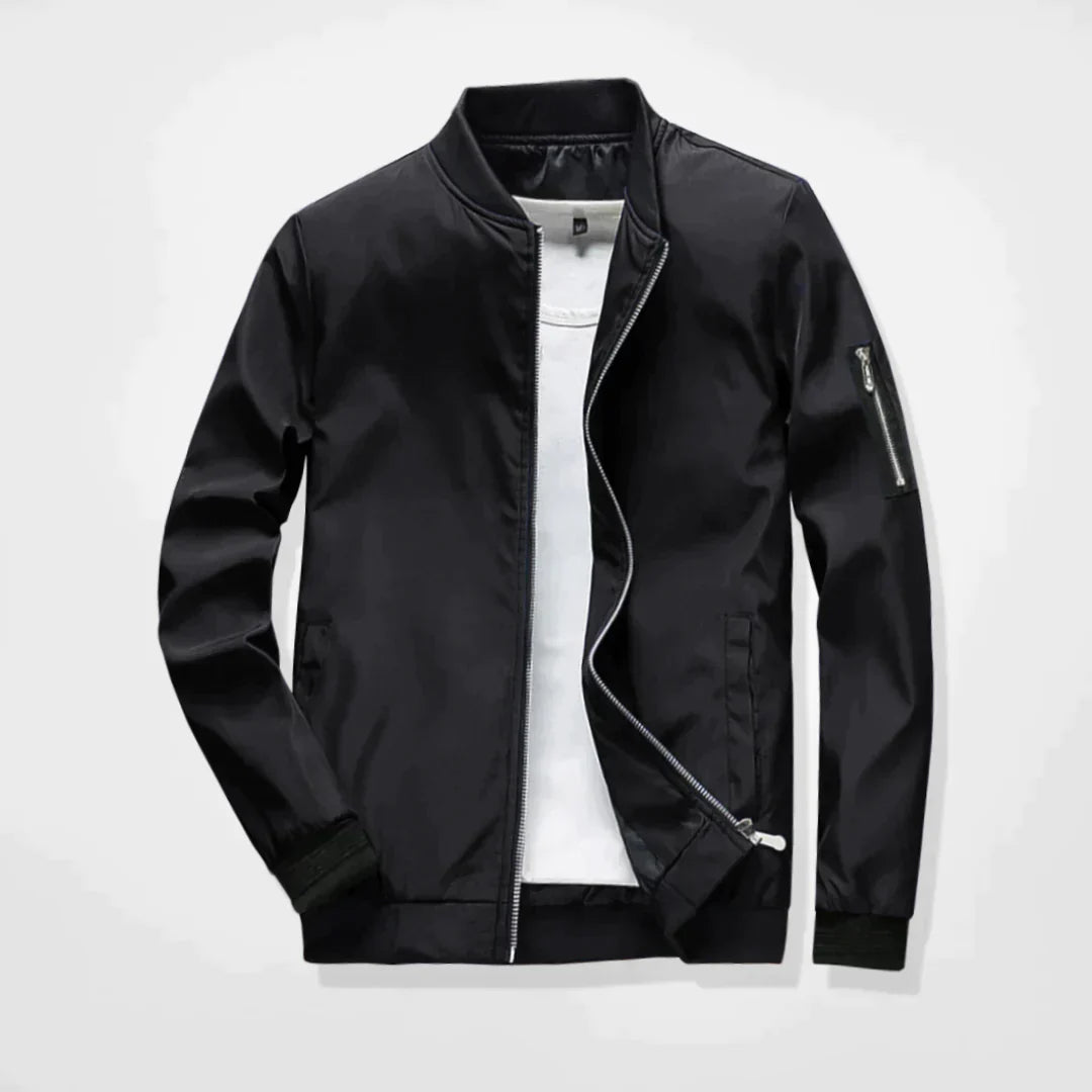 Spring Jacket - Leichte Bomberjacke mit Reißverschluss für Herren-Schwarz-M-Chaps Herrenmode