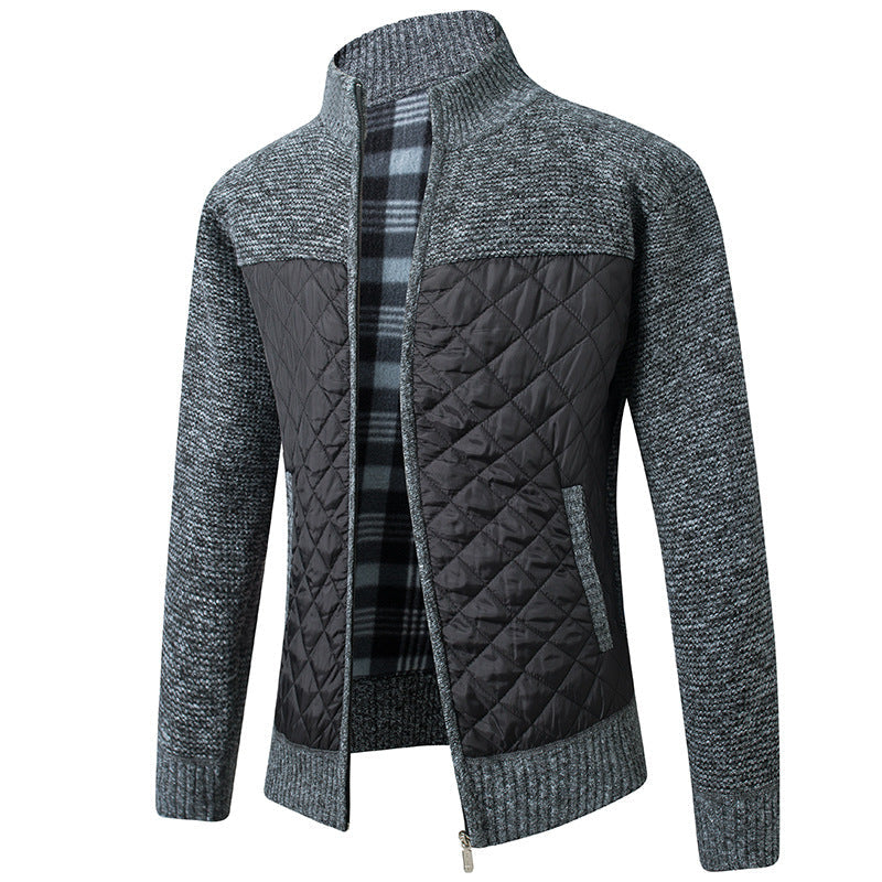 Steppjacke | Reißverschluss | Stehkragen | Winterkleidung | Herrenjacke-Dunkelgrau-M-Chaps Herrenmode