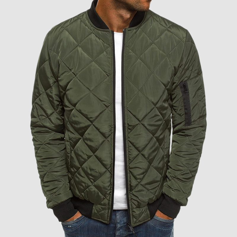 Steppjacke – lässige Winterjacke für Herren mit Reißverschluss und Taschen-Dunkelgrün-S-Chaps Herrenmode