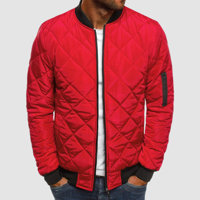 Steppjacke – lässige Winterjacke für Herren mit Reißverschluss und Taschen-Rot-S-Chaps Herrenmode