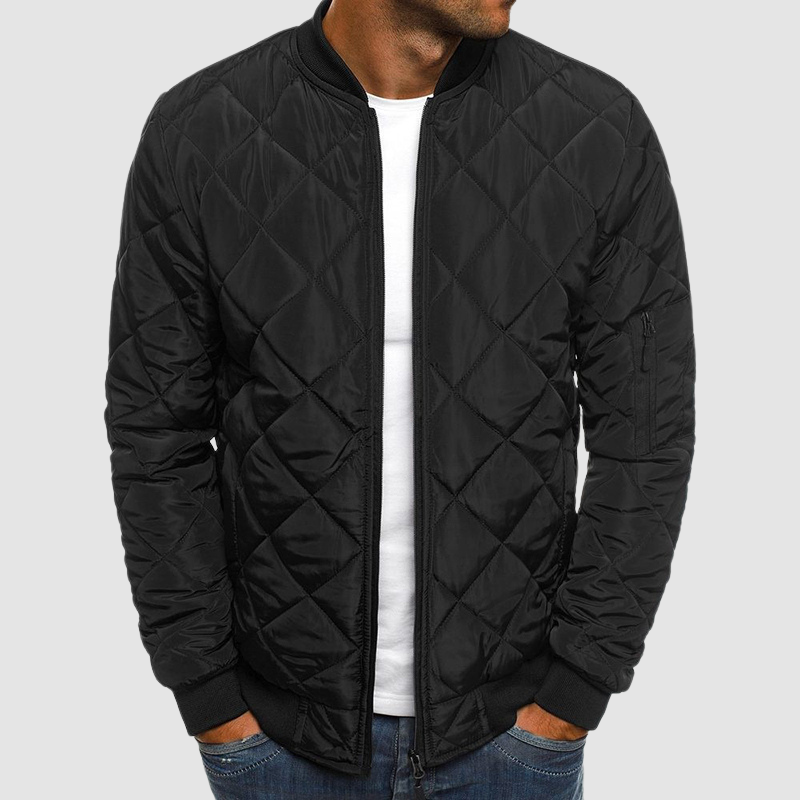 Steppjacke – lässige Winterjacke für Herren mit Reißverschluss und Taschen-Schwarz-S-Chaps Herrenmode