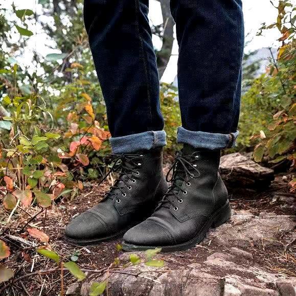 Stiefelette - Herren Retro Schnürstiefel Herbst Lederstiefel-Schwarz-36-Chaps Herrenmode