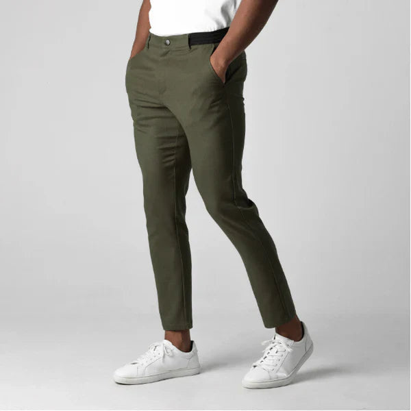 Stretch Broek - Heren Casual Elastische Taille Skinny Broek-Grün-S-Chaps Herrenmode