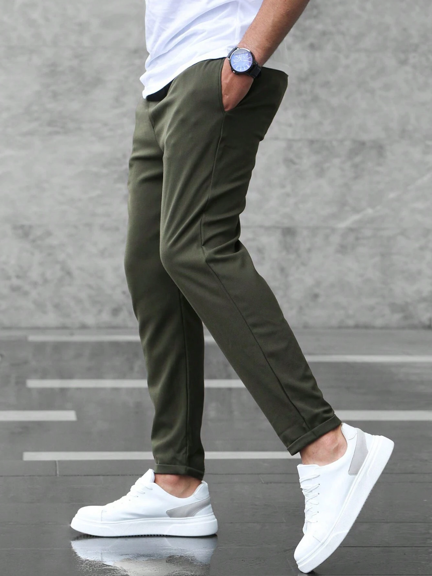Stretch-Hose – Bequem – Kordelzug – Stretch-Chinohose – Herrenhose-Chaps Herrenmode