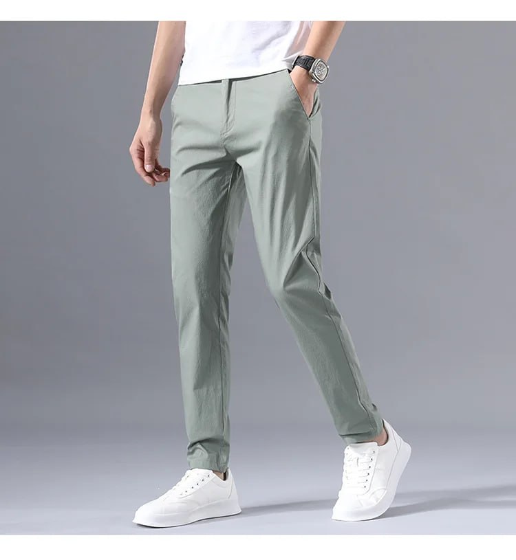 Stretch-Hose – schmale Passform, gerade geschnittene Chino-Hose für Herren-Grün-S-Chaps Herrenmode