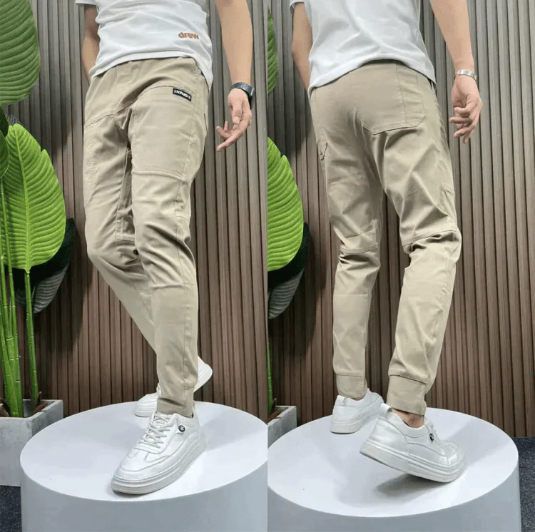 Stretch-Hosen | Bequem | Freizeit | Slim Fit Jogginghosen | Herrenhosen-Beige-29-Chaps Herrenmode
