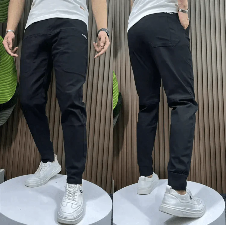 Stretch-Hosen | Bequem | Freizeit | Slim Fit Jogginghosen | Herrenhosen-Schwarz-29-Chaps Herrenmode