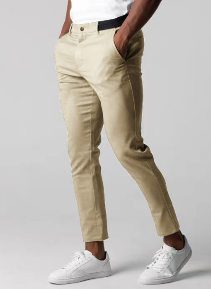 Stretch-Hosen | Elastische Taille | Slim Fit | Chinos | Herrenhosen-Beige-XS-Chaps Herrenmode