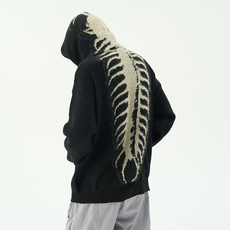 Strick-Hoodie – Bedruckt – Locker geschnitten – Oversized Hoodie – Herren-Hoodie-Schwarz-S-Chaps Herrenmode