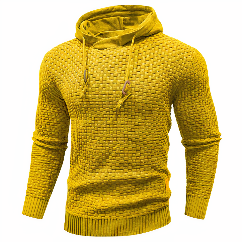 Strick-Hoodie | Kordelzug | Slim Fit | Kapuzenpulli | Herren-Hoodie-Gelb-S-Chaps Herrenmode