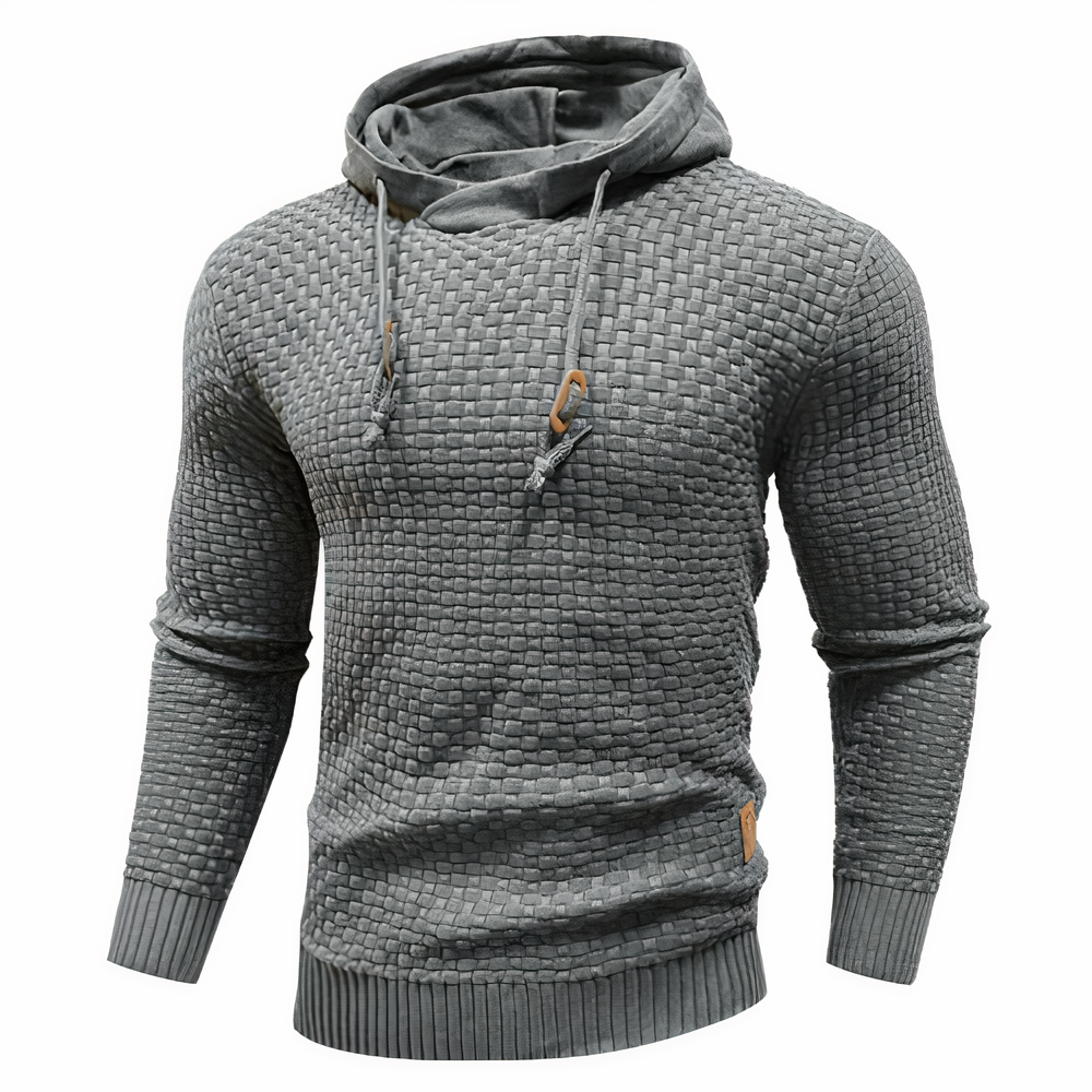 Strick-Hoodie | Kordelzug | Slim Fit | Kapuzenpulli | Herren-Hoodie-Grau-S-Chaps Herrenmode