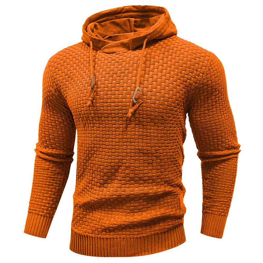 Strick-Hoodie | Kordelzug | Slim Fit | Kapuzenpulli | Herren-Hoodie-Orangefarben-S-Chaps Herrenmode