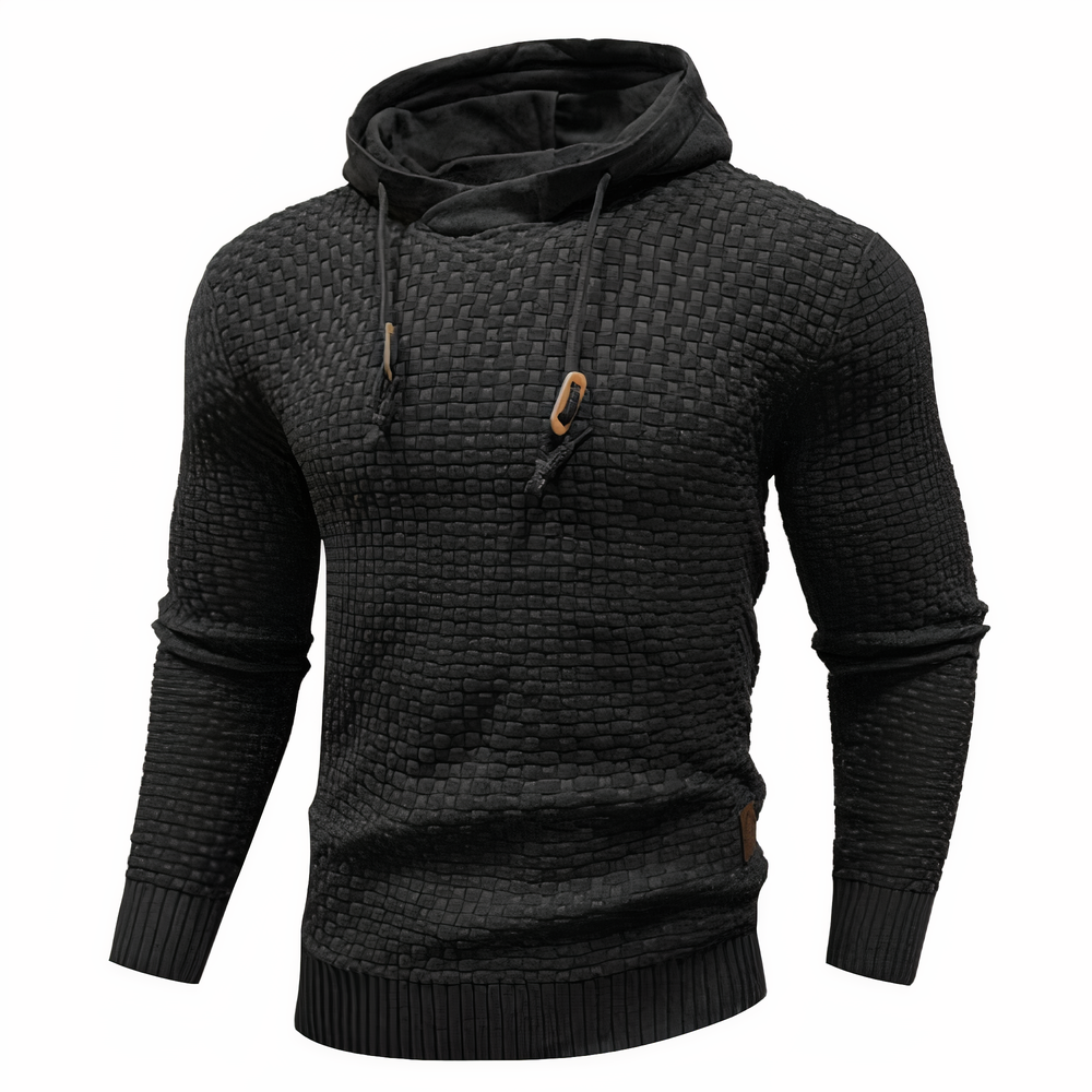 Strick-Hoodie | Kordelzug | Slim Fit | Kapuzenpulli | Herren-Hoodie-Schwarz-S-Chaps Herrenmode
