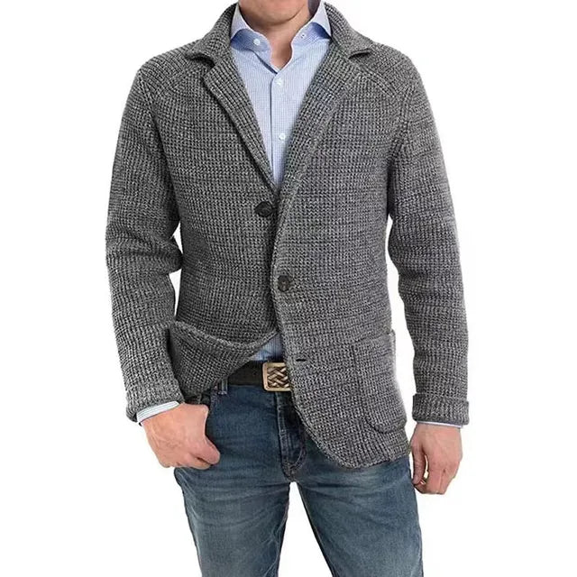 Strickjacke | Button-Up | V-Ausschnitt | Strickjacke | Herrenjacke-Dim Grau-S-Chaps Herrenmode