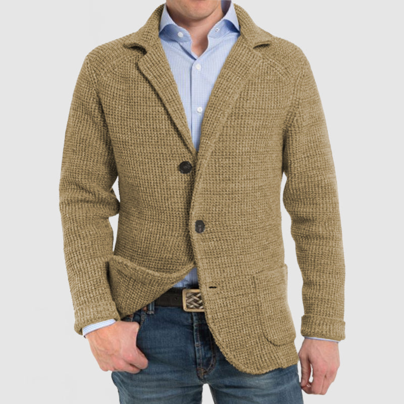 Strickjacke | Button-Up | V-Ausschnitt | Strickjacke | Herrenjacke-Khaki-S-Chaps Herrenmode