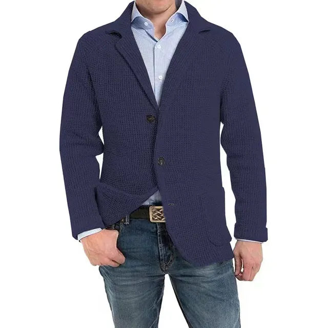 Strickjacke | Button-Up | V-Ausschnitt | Strickjacke | Herrenjacke-Marineblau-S-Chaps Herrenmode