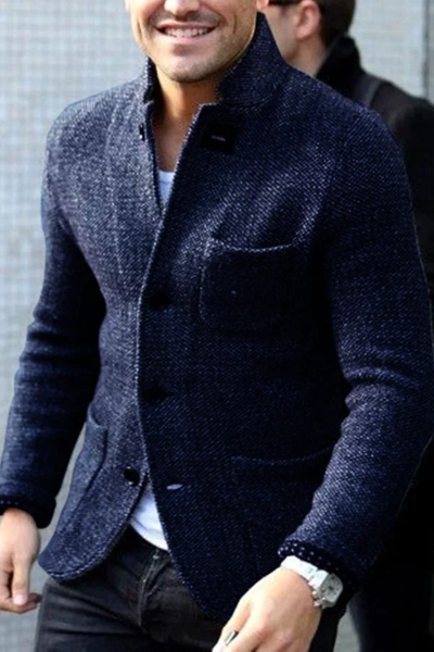Strickjacke | Jacke | Schlanke Passform | Tweed-Blazer | Herrenjacken-Marineblau-S-Chaps Herrenmode